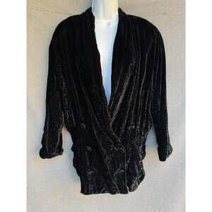 Vtg Norma Kamali Sz 8 Black SwirlVelvet Burnout Evening Jacket Oversized 80s 90s
